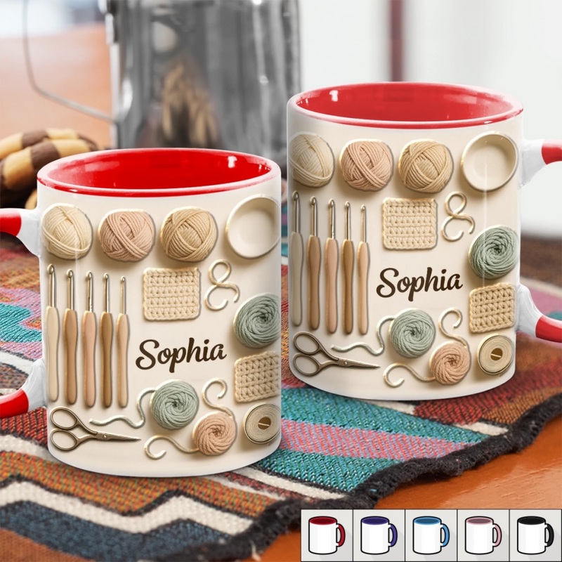 Personalisierte Tasse Mit Akzent – Personalisierte Geburtstagsgeschenke Für Beste Freundinnen, Schwestern, Familie Und Dich Selbst – Häkeln ist meine Therapie