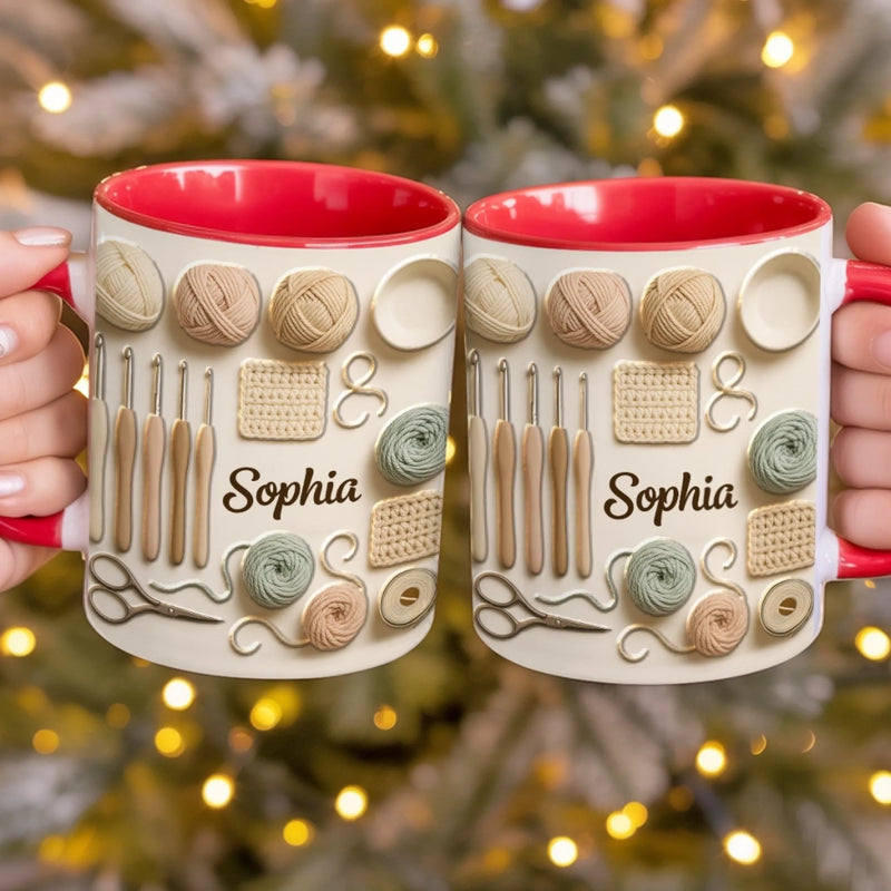 Personalisierte Tasse Mit Akzent – Personalisierte Geburtstagsgeschenke Für Beste Freundinnen, Schwestern, Familie Und Dich Selbst – Häkeln ist meine Therapie