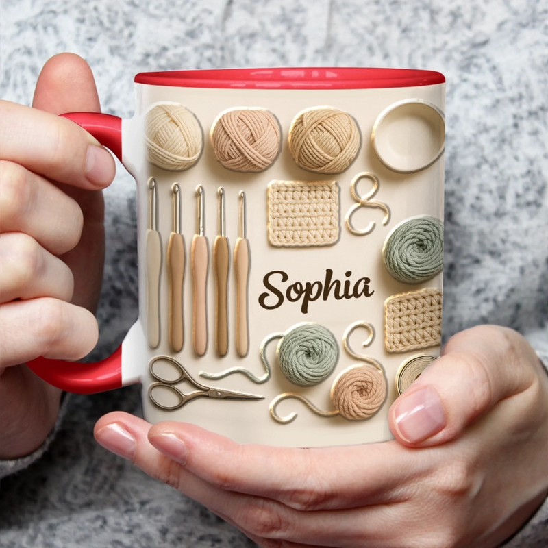 Personalisierte Tasse Mit Akzent – Personalisierte Geburtstagsgeschenke Für Beste Freundinnen, Schwestern, Familie Und Dich Selbst – Häkeln ist meine Therapie