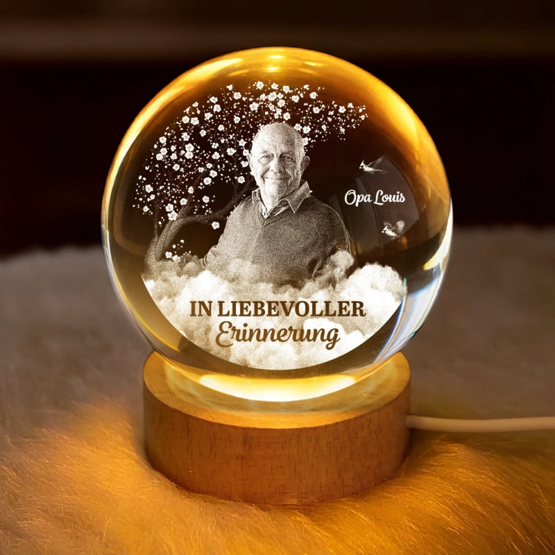 Personalisierte Kristallkugellampe mit Foto –  Personalisierte Gedenkgeschenke zum Verlust von Mama und Papa – In liebevoller Erinnerung