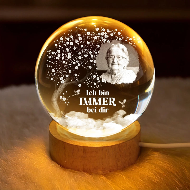 Personalisierte Kristallkugellampe mit Foto –  Personalisierte Gedenkgeschenke zum Verlust von Mama und Papa – Ich Bin Immer Bei Dir