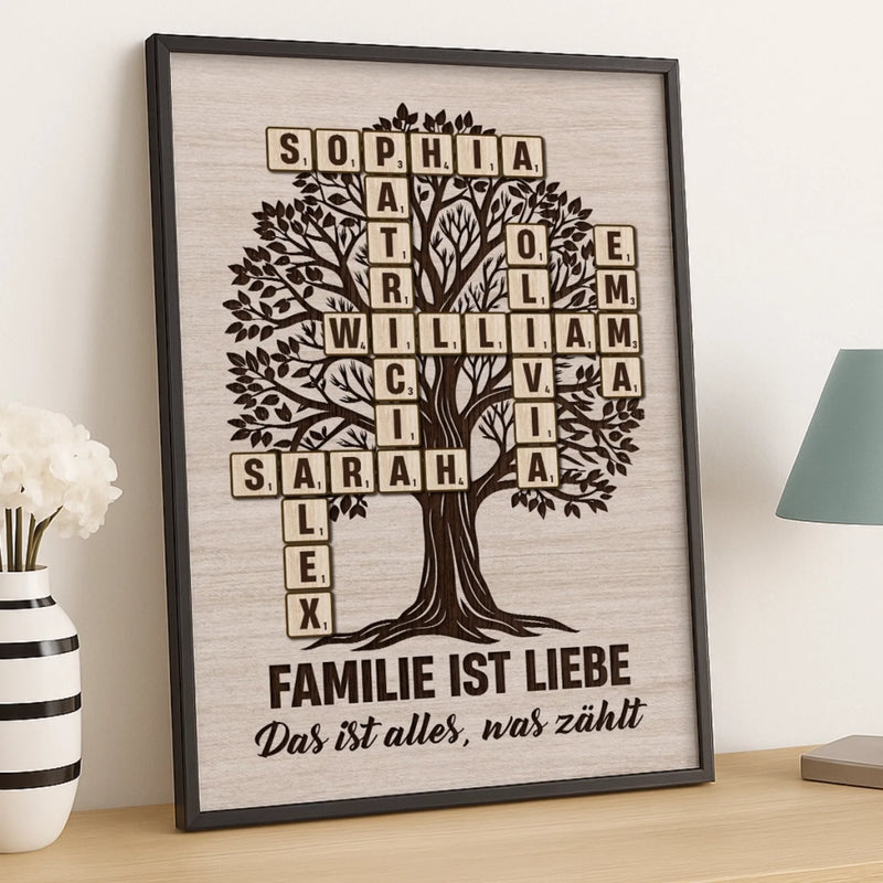 Personalisiertes Scrabble Vertikal Poster – Personalisierte Geburtstagsgeschenke Für Mama, Papa, Bruder, Schwester, Kinder – Familie Ist Liebe