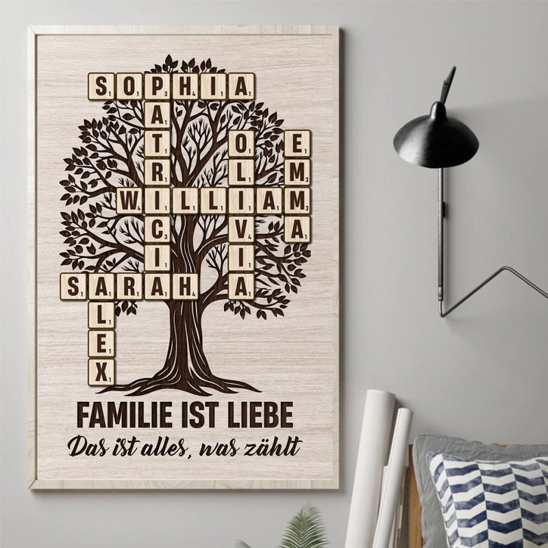 Personalisiertes Scrabble Vertikal Poster – Personalisierte Geburtstagsgeschenke Für Mama, Papa, Bruder, Schwester, Kinder – Familie Ist Liebe