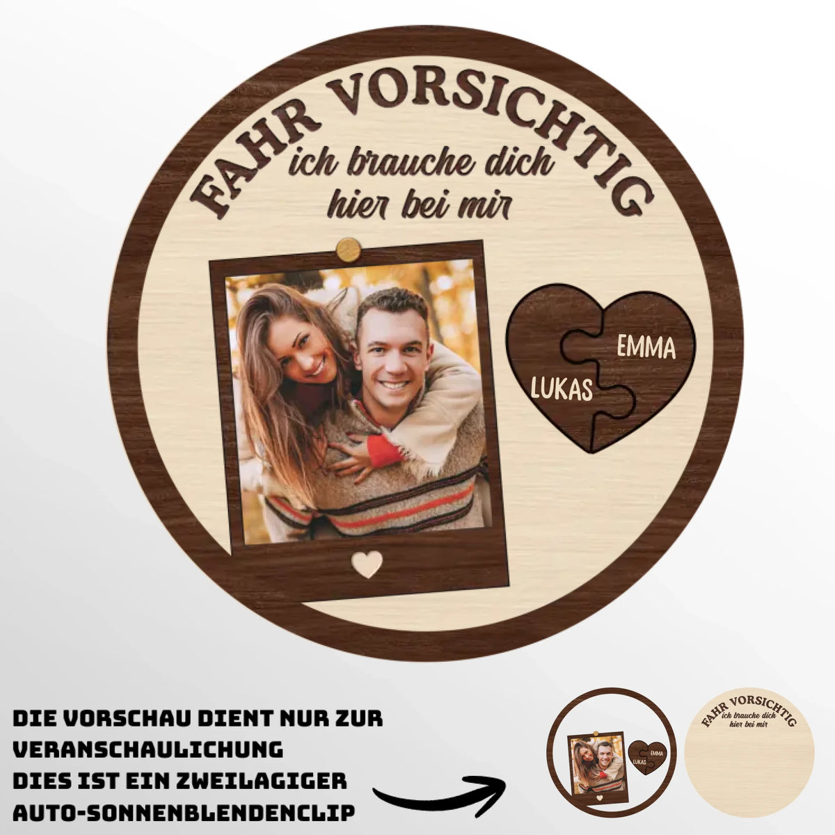 Personalisierte Sonnenblende Clip Fürs Auto mit Foto – Personalisierte Hochzeitsgeschenke zum Jahrestag für Ehemann und Ehefrau, Ihn und Sie – Ich Werde Dich Für Immer Und Ewig Lieben