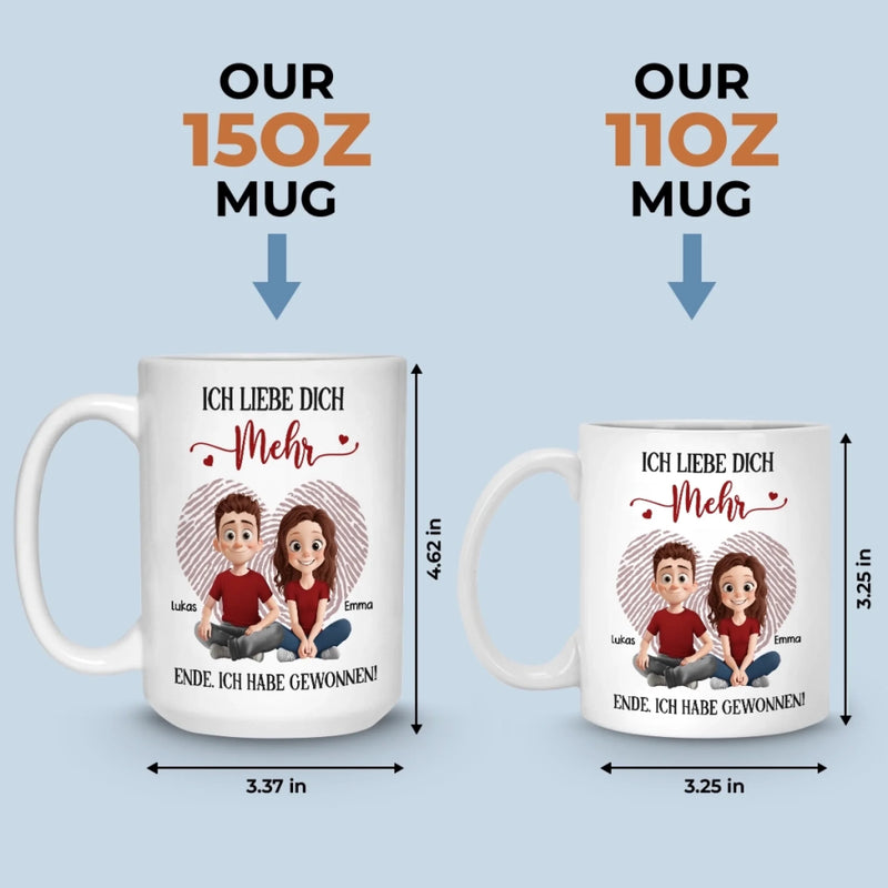 Benutzerdefinierte Tasse – Personalisierte Hochzeitsgeschenke zum Jahrestag für Ehemann und Ehefrau, Ihn und Sie – Ich Liebe Dich Mehr