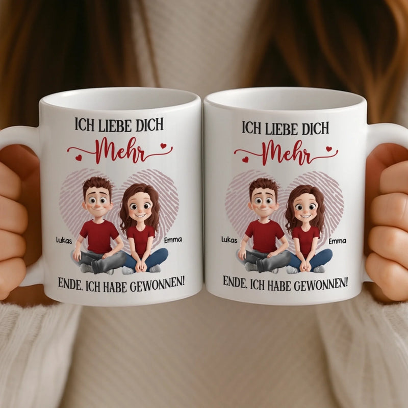 Benutzerdefinierte Tasse – Personalisierte Hochzeitsgeschenke zum Jahrestag für Ehemann und Ehefrau, Ihn und Sie – Ich Liebe Dich Mehr