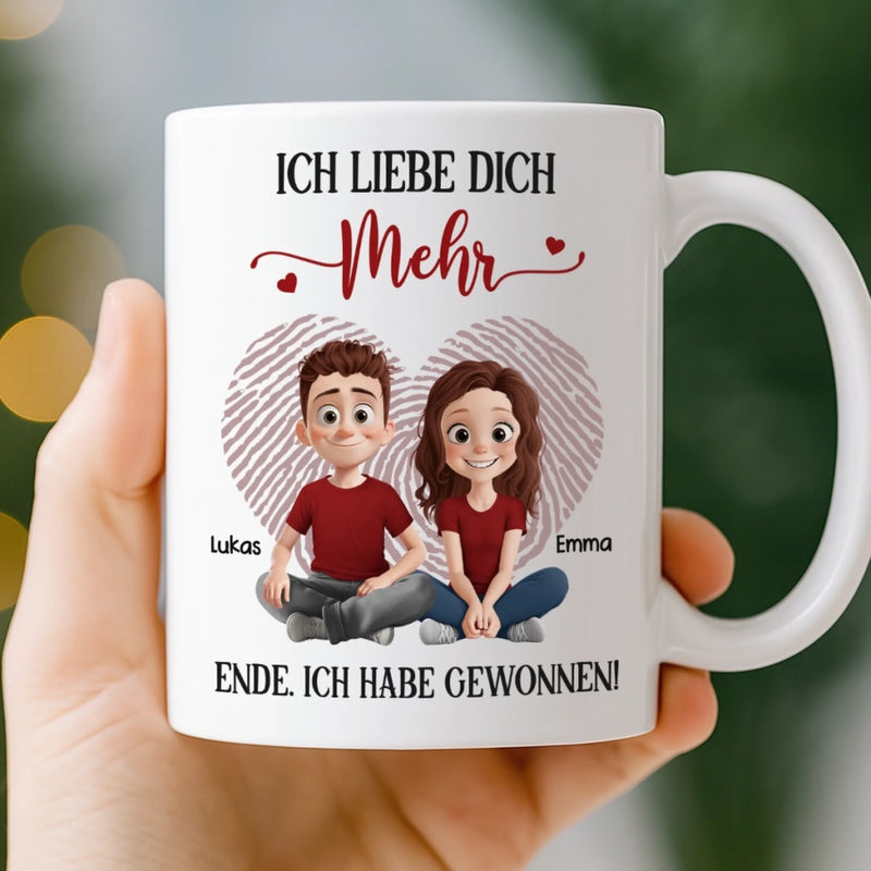Benutzerdefinierte Tasse – Personalisierte Hochzeitsgeschenke zum Jahrestag für Ehemann und Ehefrau, Ihn und Sie – Ich Liebe Dich Mehr