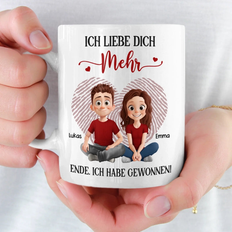 Benutzerdefinierte Tasse – Personalisierte Hochzeitsgeschenke zum Jahrestag für Ehemann und Ehefrau, Ihn und Sie – Ich Liebe Dich Mehr
