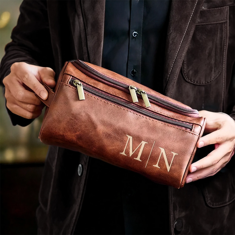 Personalisierte Leder-kulturtasche mit Gravur - Personalisierte Weihnachts- und Geburtstagsgeschenke für Papa, Bruder, Sohn, Ehemann, Trauzeugin, beste Freunde – Ewige Eleganz, Die Immer Begeistert
