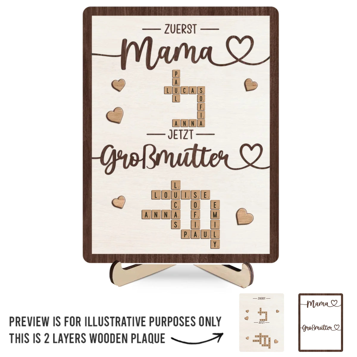 Personalisierte Zweilagige Holzplakette Im Scrabble-stil – Individuelle Geburtstagsgeschenke Für Mama Und Oma – Mit Liebe Für Dich Gefertigt
