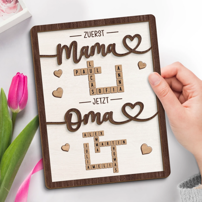 Personalisierte Zweilagige Holzplakette Im Scrabble-stil – Individuelle Geburtstagsgeschenke Für Mama Und Oma – Mit Liebe Für Dich Gefertigt