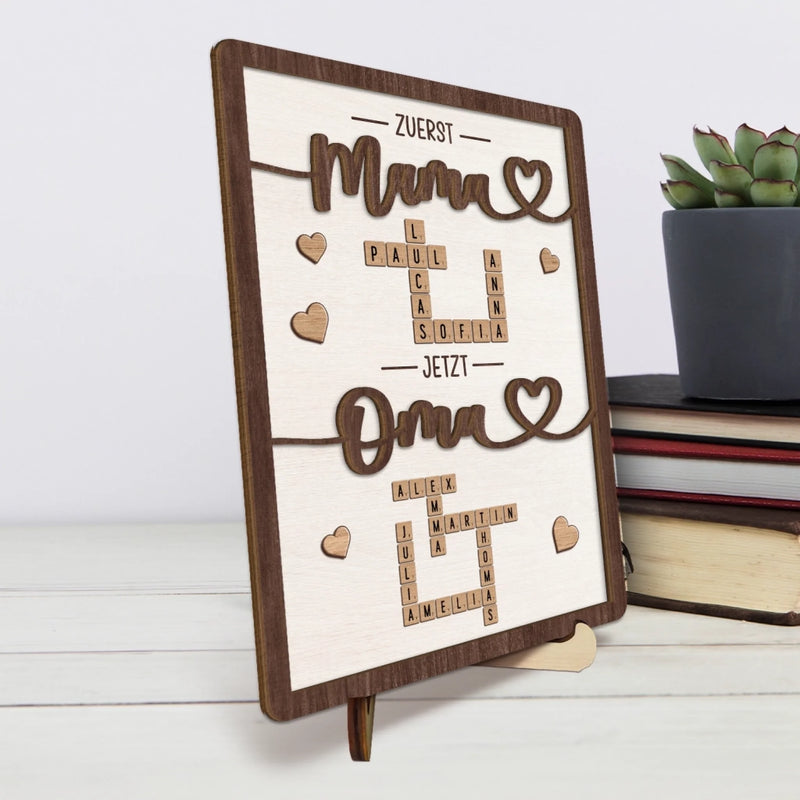 Personalisierte Zweilagige Holzplakette Im Scrabble-stil – Individuelle Geburtstagsgeschenke Für Mama Und Oma – Mit Liebe Für Dich Gefertigt