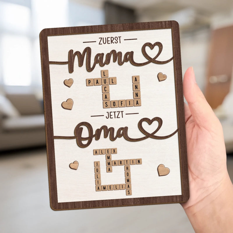 Personalisierte Zweilagige Holzplakette Im Scrabble-stil – Individuelle Geburtstagsgeschenke Für Mama Und Oma – Mit Liebe Für Dich Gefertigt
