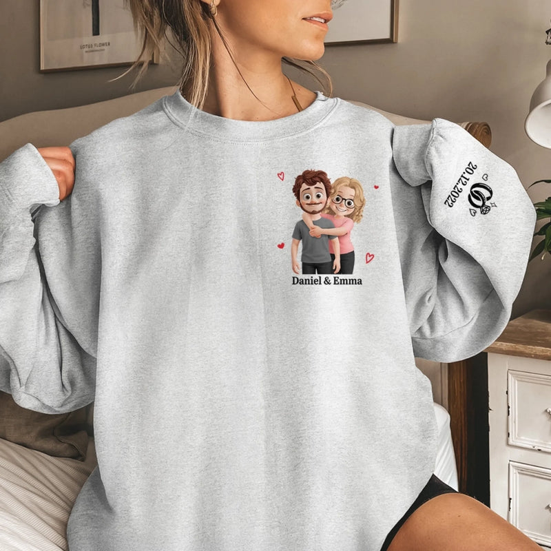 Personalisiertes Unisex-Sweatshirt mit Ärmeldesign – Geschenk für Ehemann/Ehefrau, Jahrestag – Eine Liebevolle Botschaft