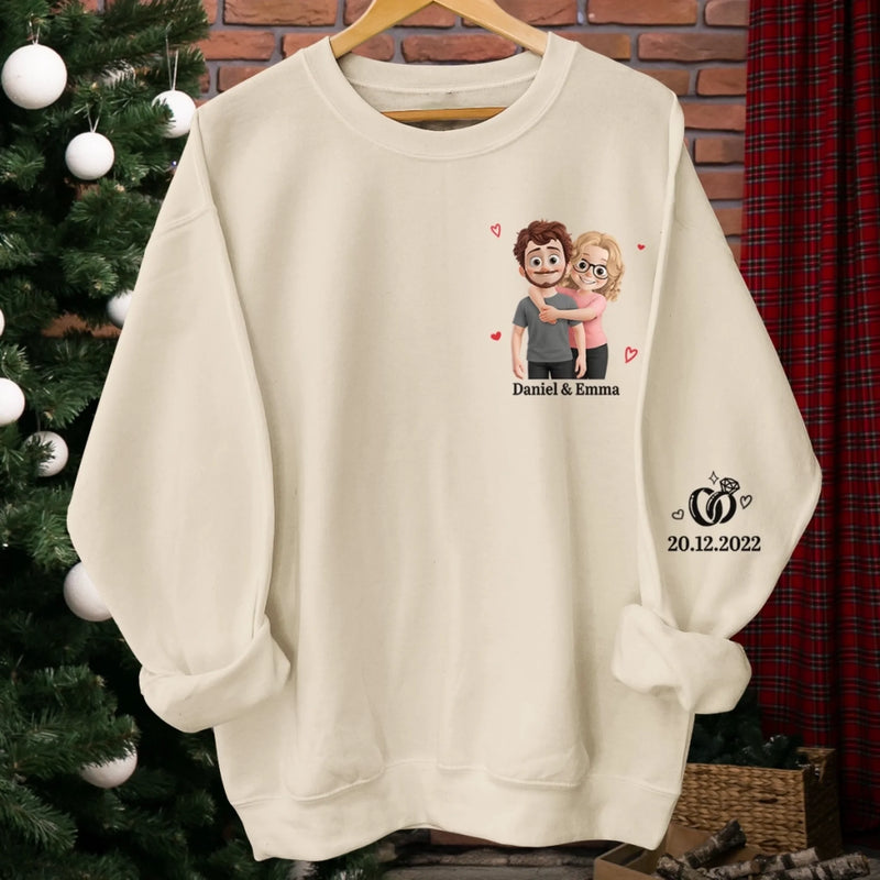 Personalisiertes Unisex-Sweatshirt mit Ärmeldesign – Geschenk für Ehemann/Ehefrau, Jahrestag – Eine Liebevolle Botschaft