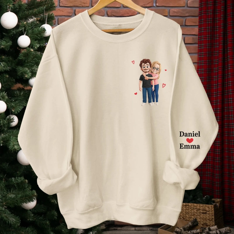 Personalisiertes Unisex-Sweatshirt mit Ärmeldesign – Geschenk für Ehemann/Ehefrau, Jahrestag – Ein Herz, Das Für Dich Schlägt