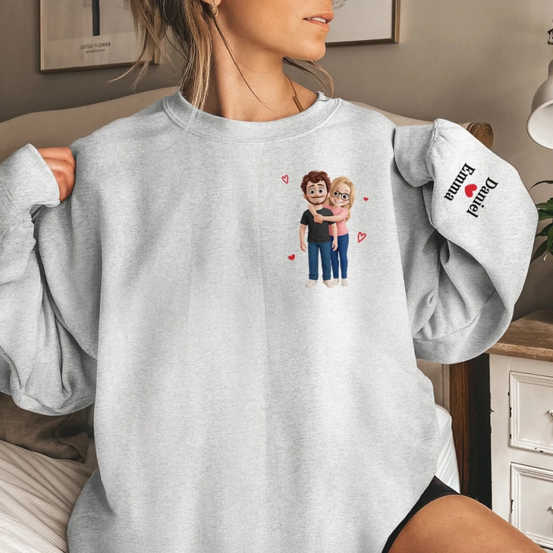 Personalisiertes Unisex-Sweatshirt mit Ärmeldesign – Geschenk für Ehemann/Ehefrau, Jahrestag – Ein Herz, Das Für Dich Schlägt