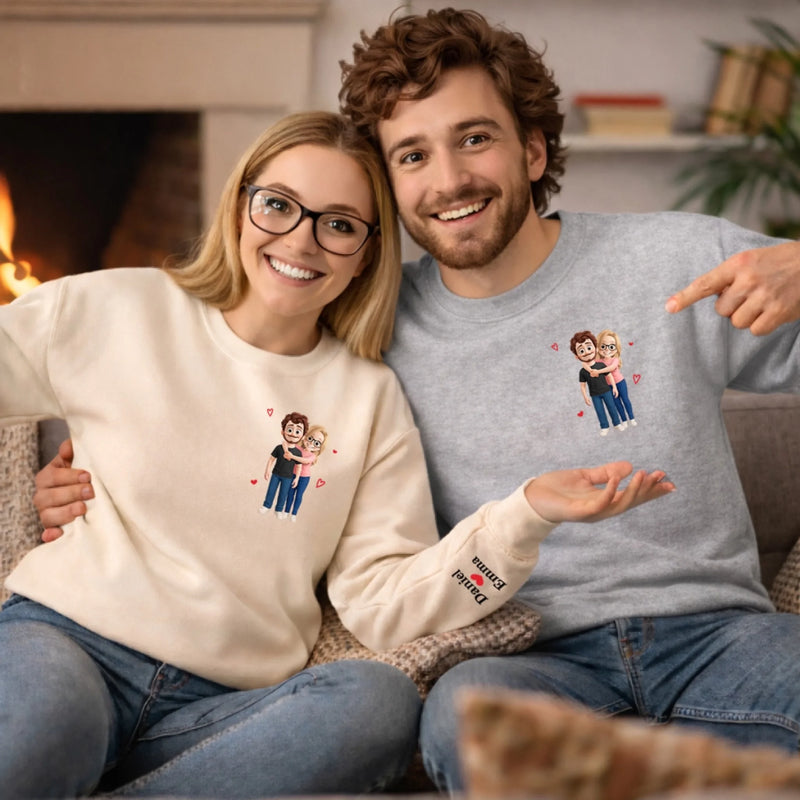 Personalisiertes Unisex-Sweatshirt mit Ärmeldesign – Geschenk für Ehemann/Ehefrau, Jahrestag – Ein Herz, Das Für Dich Schlägt