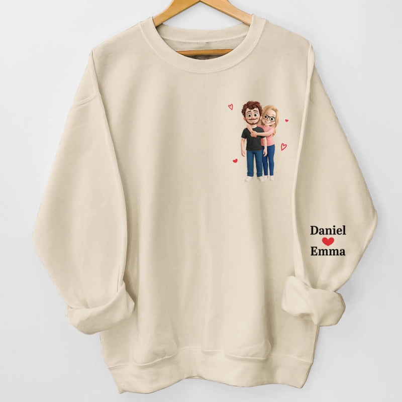 Personalisiertes Unisex-Sweatshirt mit Ärmeldesign – Geschenk für Ehemann/Ehefrau, Jahrestag – Ein Herz, Das Für Dich Schlägt