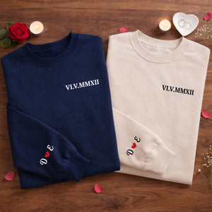 Personalisiertes Unisex-Sweatshirt mit Ärmeldesign – Geschenk für Ehemann/Ehefrau, Jahrestag – Echte Verbindungen, Von Herz zu Herz