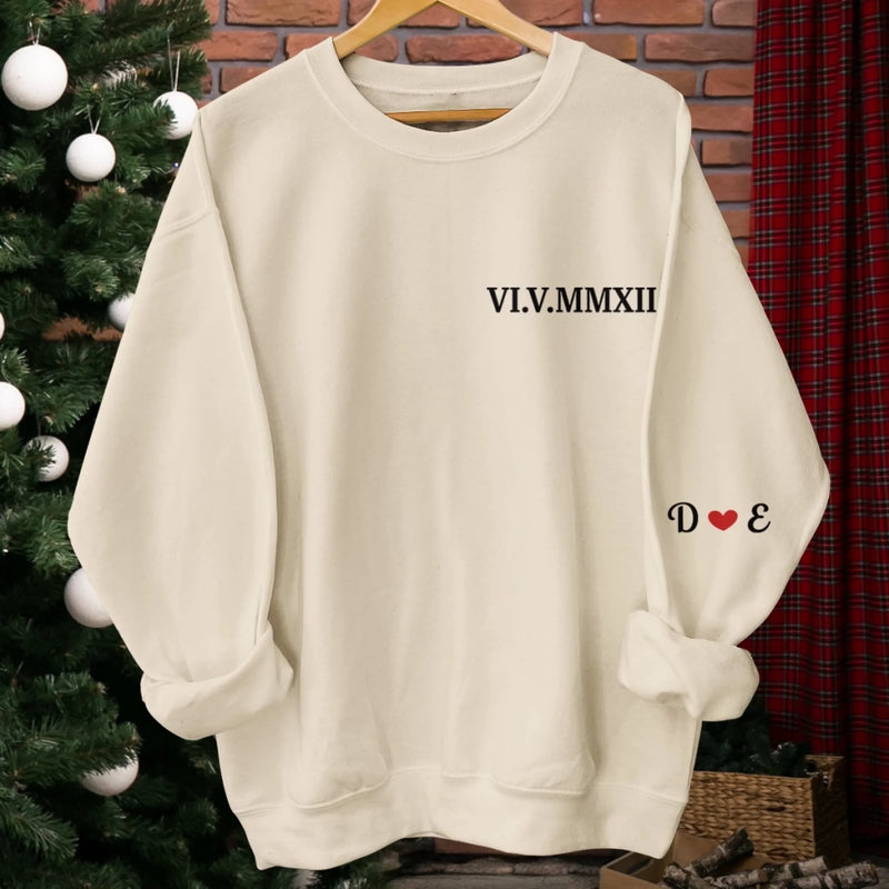 Personalisiertes Unisex-Sweatshirt mit Ärmeldesign – Geschenk für Ehemann/Ehefrau, Jahrestag – Echte Verbindungen, Von Herz zu Herz