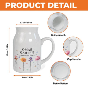 Personalisierte Blumenvase – Geschenk für Mama, Oma – Liebe wächst am besten in Omas Garten