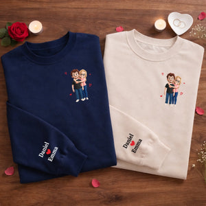 Personalisiertes Unisex-Sweatshirt mit Ärmeldesign – Geschenk für Ehemann/Ehefrau, Jahrestag – Ein Herz, Das Für Dich Schlägt