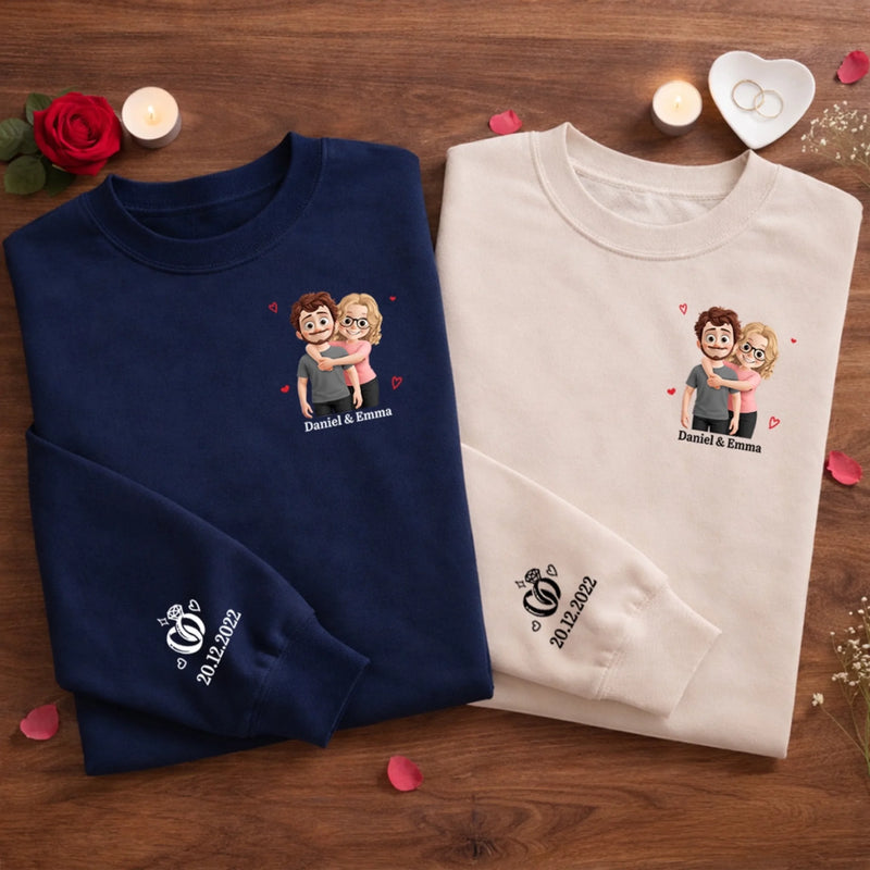 Personalisiertes Unisex-Sweatshirt mit Ärmeldesign – Geschenk für Ehemann/Ehefrau, Jahrestag – Eine Liebevolle Botschaft