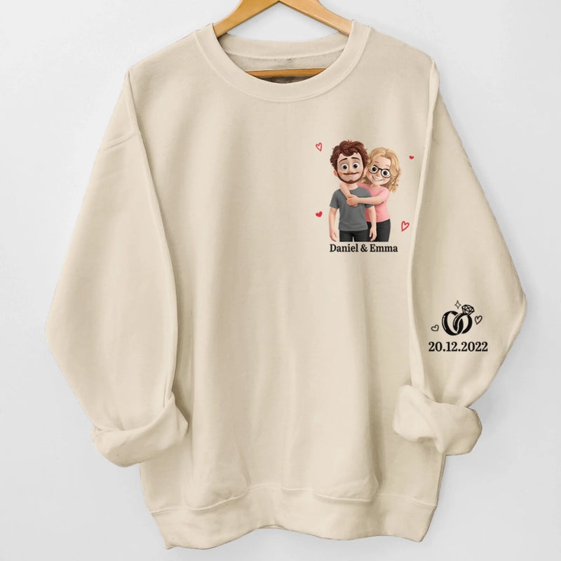Personalisiertes Unisex-Sweatshirt mit Ärmeldesign – Geschenk für Ehemann/Ehefrau, Jahrestag – Eine Liebevolle Botschaft
