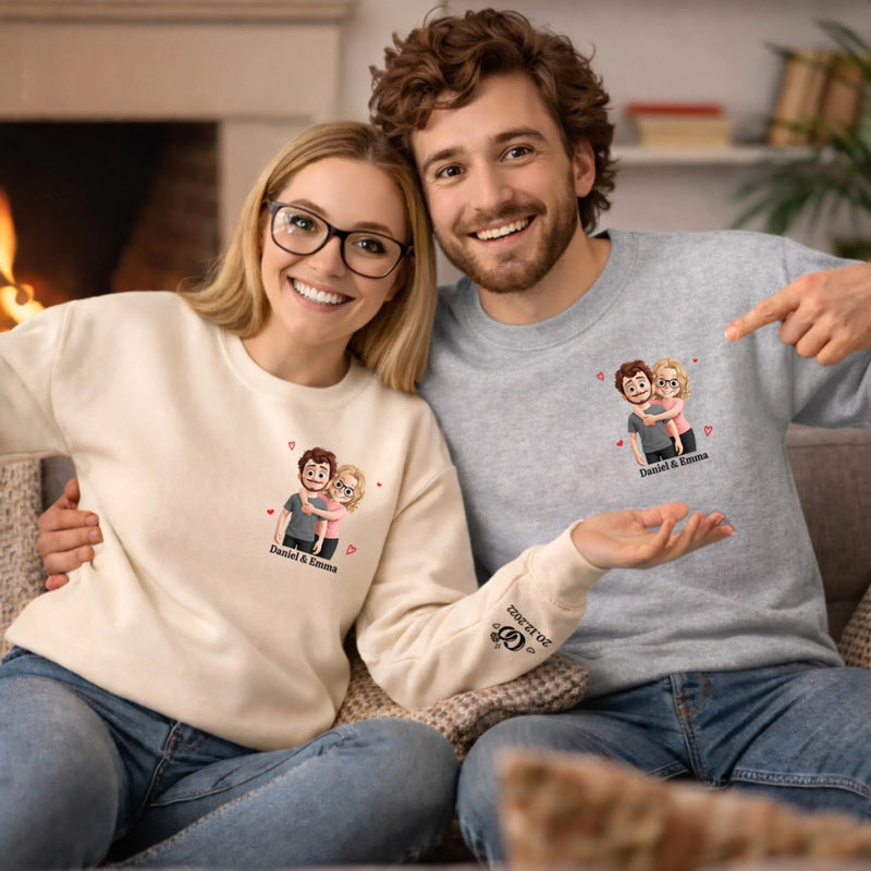 Personalisiertes Unisex-Sweatshirt mit Ärmeldesign – Geschenk für Ehemann/Ehefrau, Jahrestag – Eine Liebevolle Botschaft