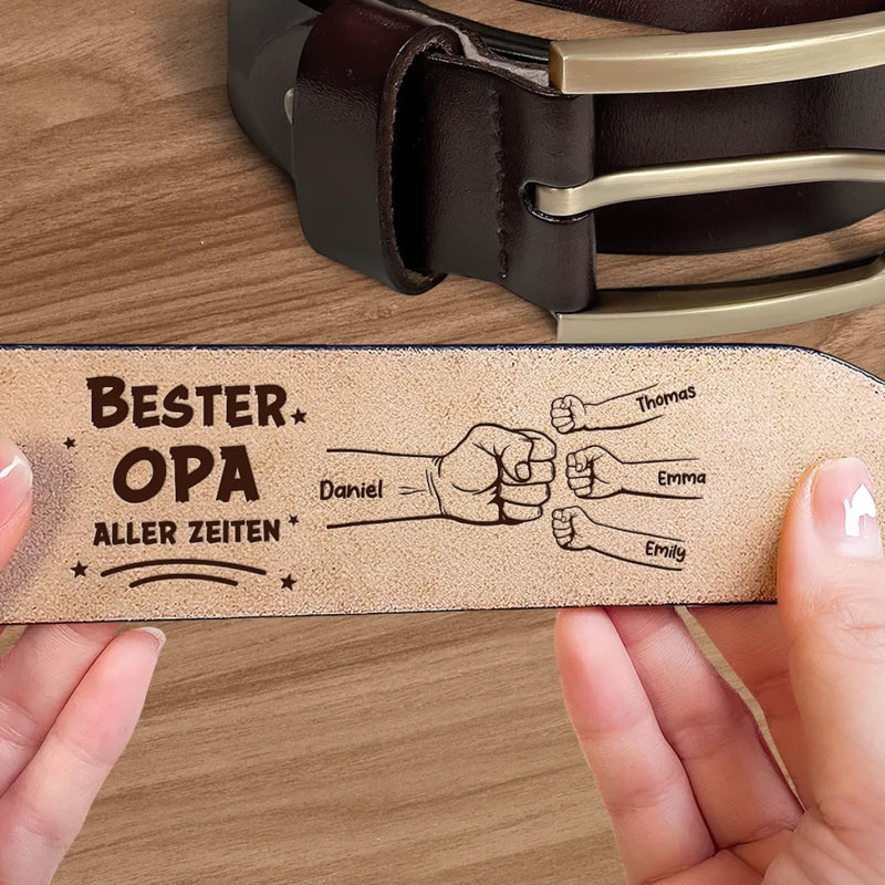 Personalisierter, gravierter Ledergürtel – Geschenk für Papa, Opa – Bester Opa aller Zeiten