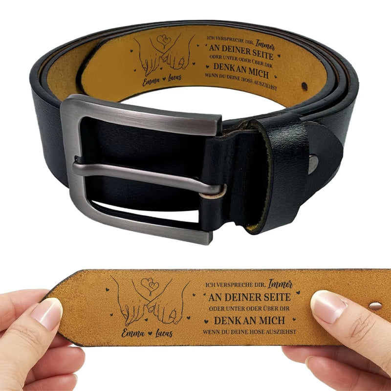 Personalisierter, gravierter Ledergürtel – Personalisierte Hochzeitsgeschenke zum Jahrestag für Ehemann und Ehefrau, Ihn und Sie – Ich Verspreche Dir, Immer