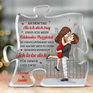 Personalisierte Acryl-Puzzle-Plakette – Geschenk zum Hochzeitstag für Ehemann und Ehefrau, Ihn und Sie – Ich liebe dich für immer und ewig