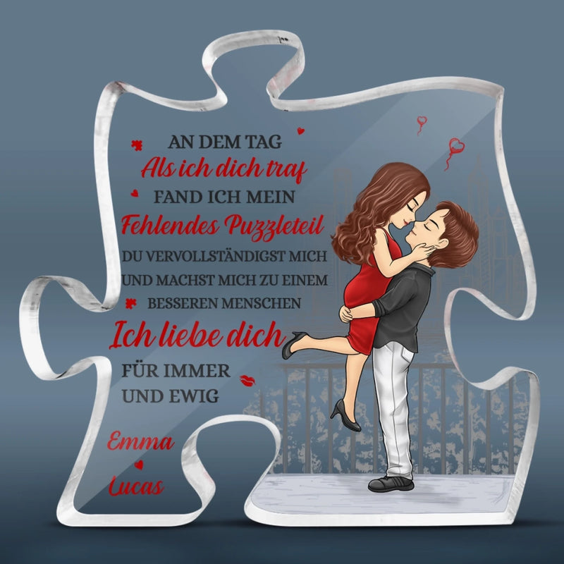 Personalisierte Acryl-Puzzle-Plakette – Geschenk zum Hochzeitstag für Ehemann und Ehefrau, Ihn und Sie – Ich liebe dich für immer und ewig