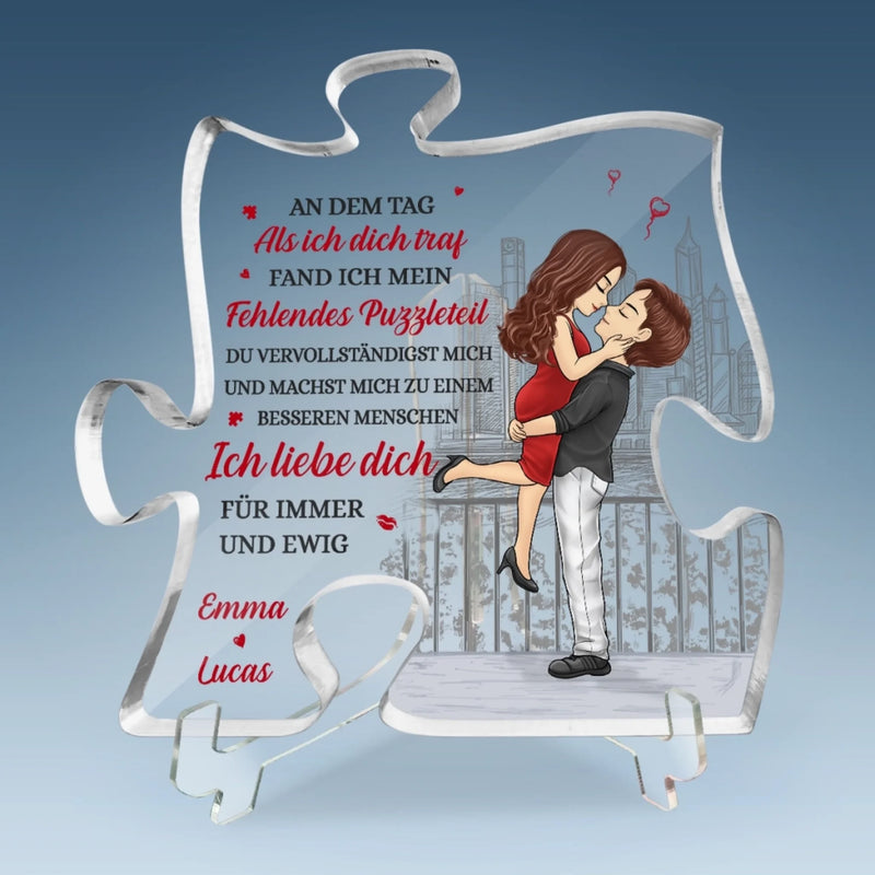 Personalisierte Acryl-Puzzle-Plakette – Geschenk zum Hochzeitstag für Ehemann und Ehefrau, Ihn und Sie – Ich liebe dich für immer und ewig
