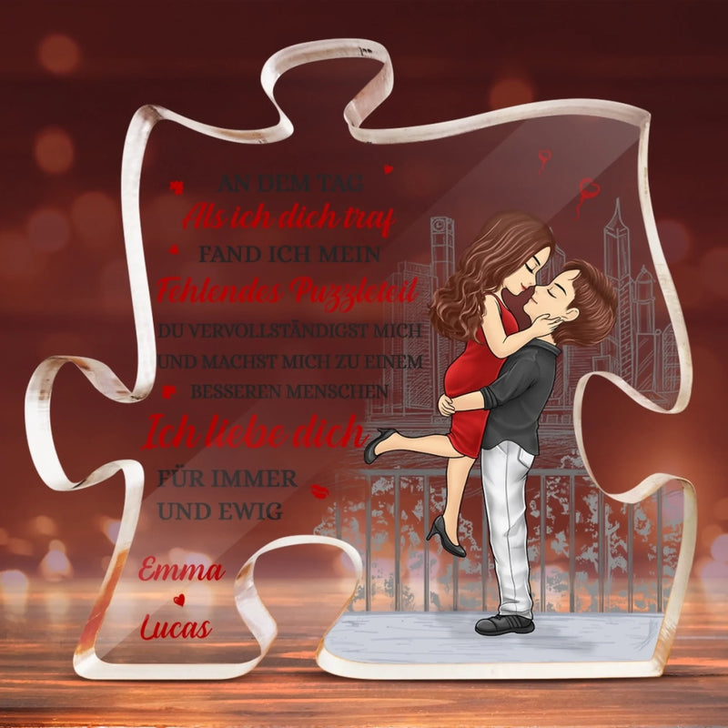 Personalisierte Acryl-Puzzle-Plakette – Geschenk zum Hochzeitstag für Ehemann und Ehefrau, Ihn und Sie – Ich liebe dich für immer und ewig