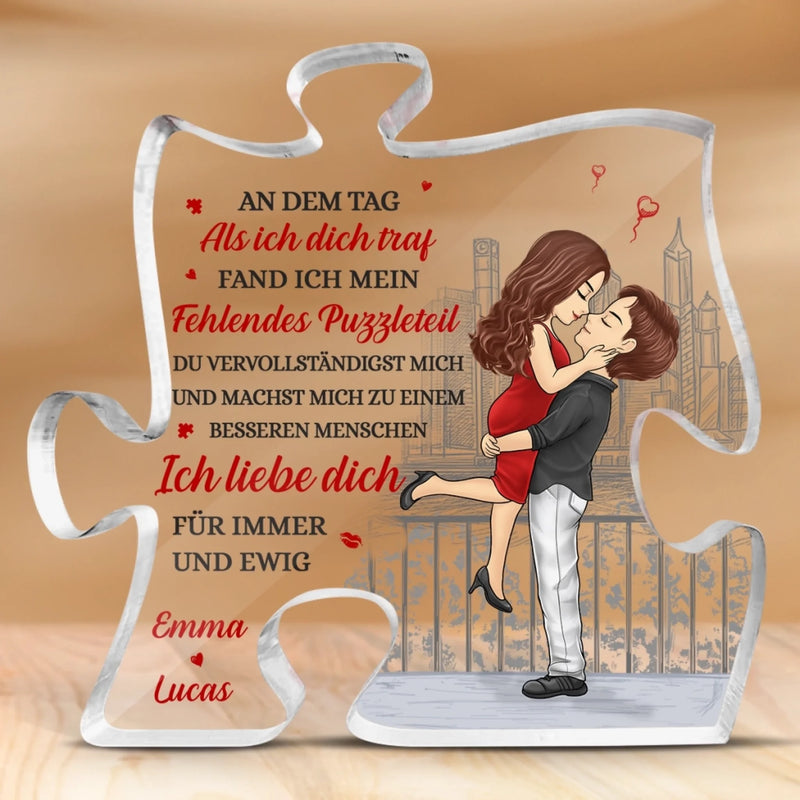 Personalisierte Acryl-Puzzle-Plakette – Geschenk zum Hochzeitstag für Ehemann und Ehefrau, Ihn und Sie – Ich liebe dich für immer und ewig