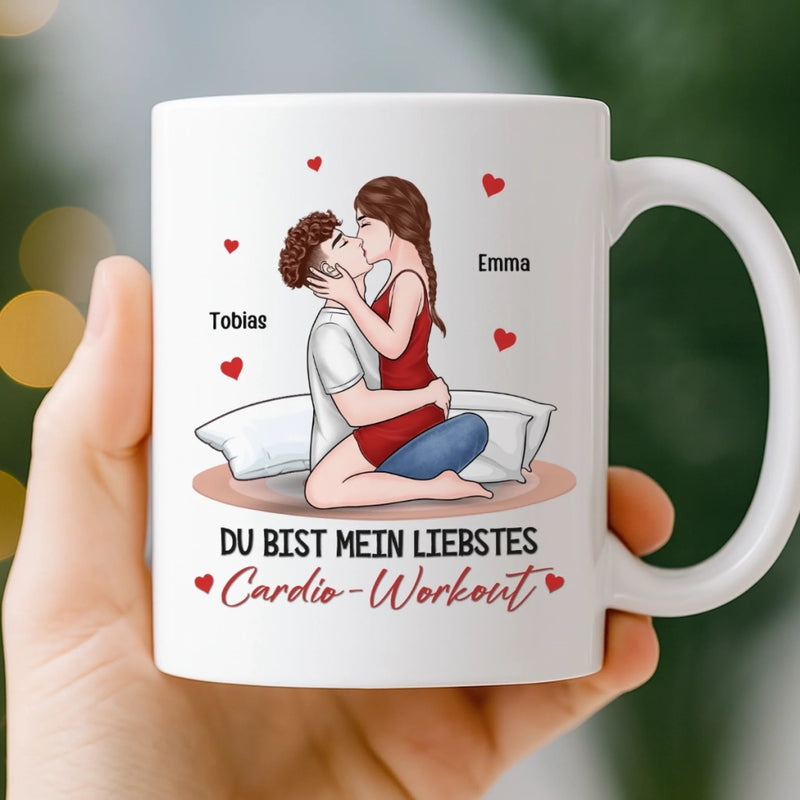 Benutzerdefinierte Tasse – Personalisierte Hochzeitsgeschenke zum Jahrestag für Ehemann und Ehefrau, Ihn und Sie – Du bist mein liebstes Cardio-Workout