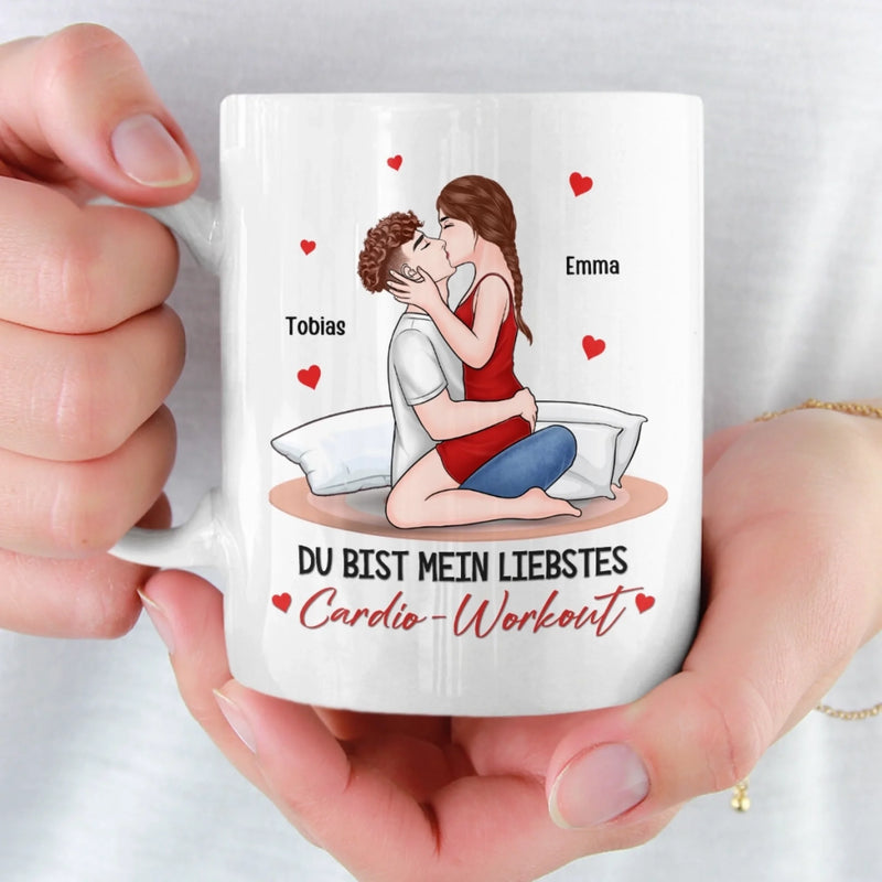 Benutzerdefinierte Tasse – Personalisierte Hochzeitsgeschenke zum Jahrestag für Ehemann und Ehefrau, Ihn und Sie – Du bist mein liebstes Cardio-Workout