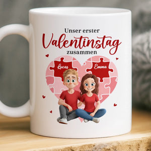 Benutzerdefinierte Tasse – Personalisierte Hochzeitsgeschenke zum Jahrestag für Ehemann und Ehefrau, Ihn und Sie – Unser erster Valentinstag zusammen
