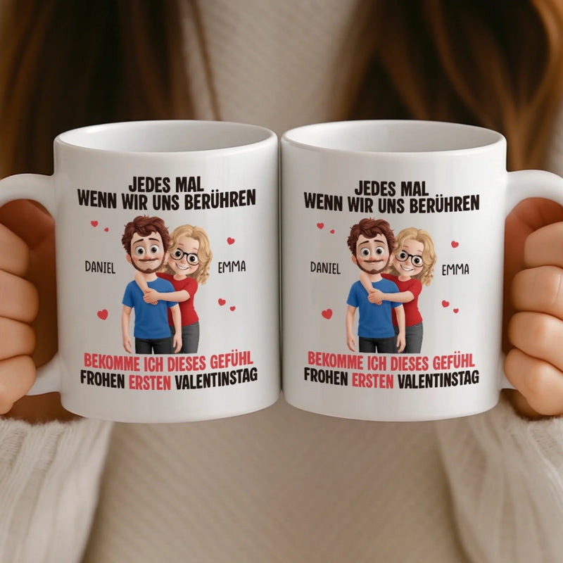 Benutzerdefinierte Tasse – Personalisierte Hochzeitsgeschenke zum Jahrestag für Ehemann und Ehefrau, Ihn und Sie – Frohen Ersten Valentinstag