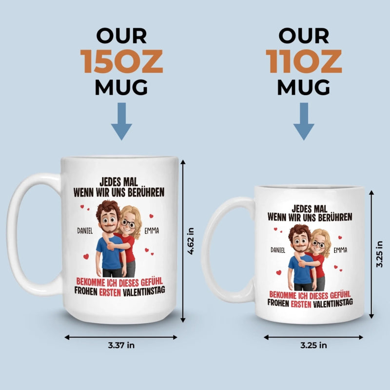 Benutzerdefinierte Tasse – Personalisierte Hochzeitsgeschenke zum Jahrestag für Ehemann und Ehefrau, Ihn und Sie – Frohen Ersten Valentinstag