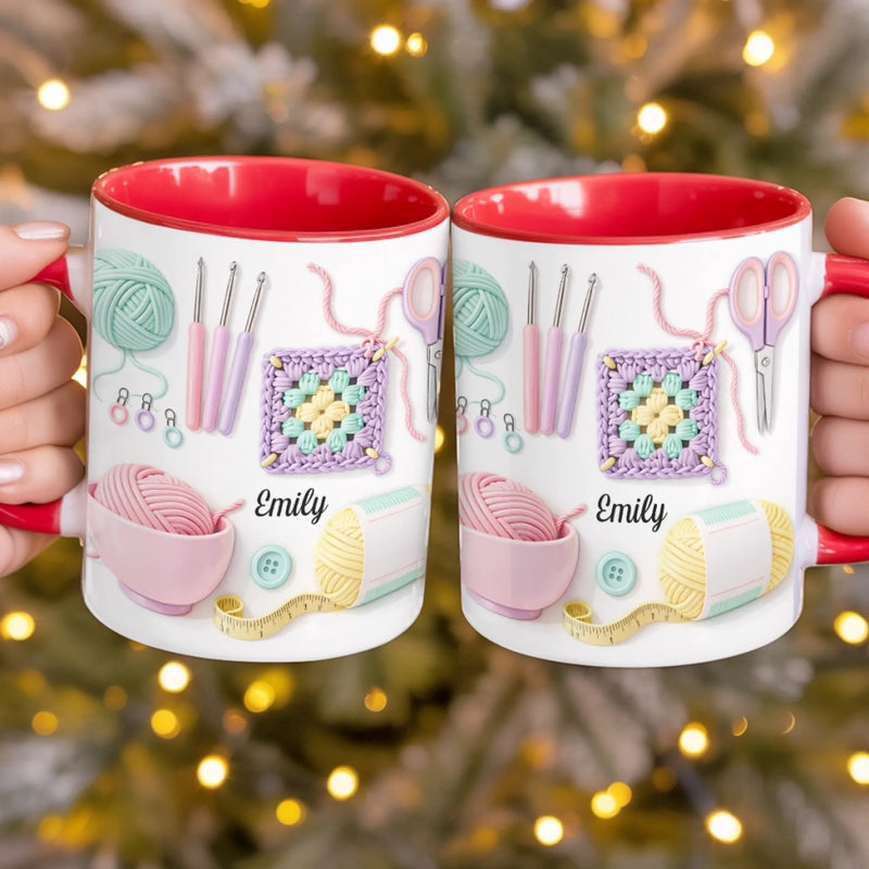 Personalisierte Tasse Mit Akzent – Personalisierte Geburtstagsgeschenke Für Beste Freundinnen, Schwestern, Familie Und Dich Selbst – Mit jeder Masche finde ich meinen Frieden
