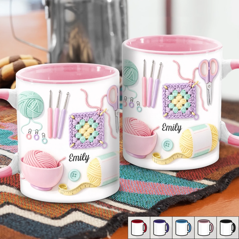 Personalisierte Tasse Mit Akzent – Personalisierte Geburtstagsgeschenke Für Beste Freundinnen, Schwestern, Familie Und Dich Selbst – Mit jeder Masche finde ich meinen Frieden
