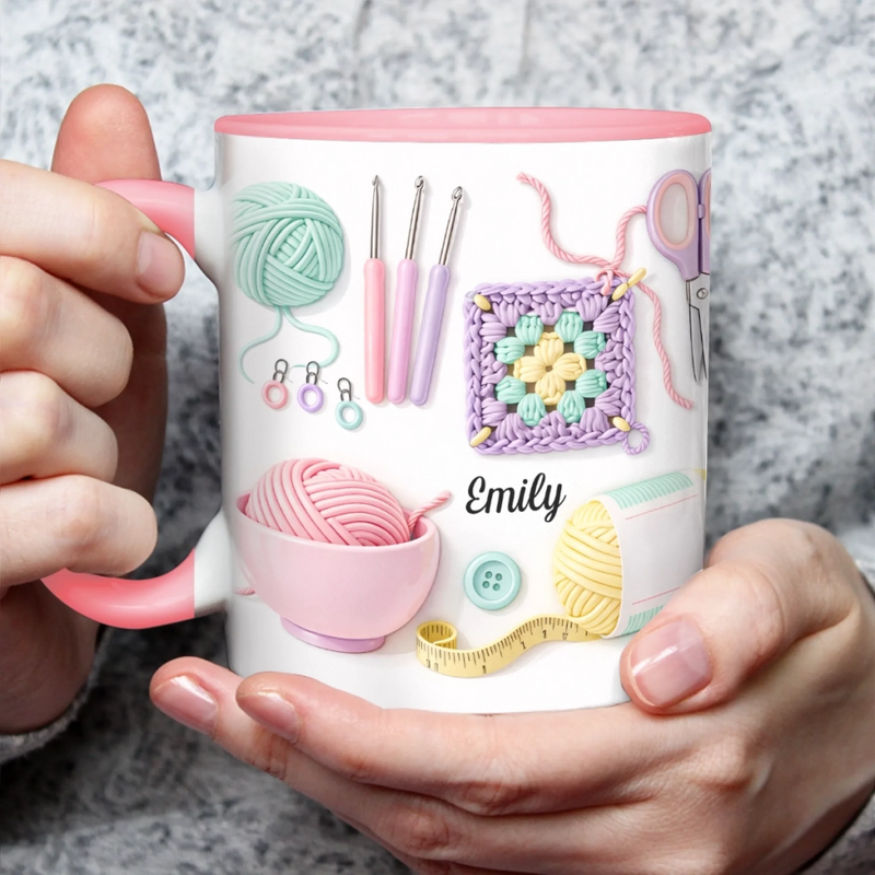 Personalisierte Tasse Mit Akzent – Personalisierte Geburtstagsgeschenke Für Beste Freundinnen, Schwestern, Familie Und Dich Selbst – Mit jeder Masche finde ich meinen Frieden