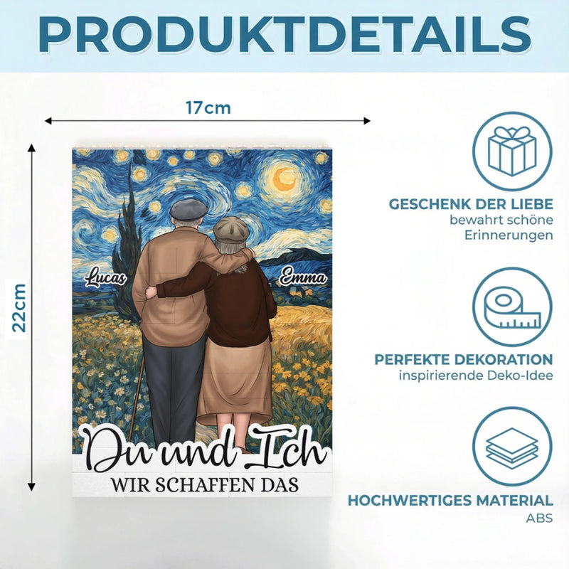 Personalisierte Vertikale Rechteckige Bausteine – Individuelle Jahrestags- Und Hochzeitsgeschenke Für Ehemann Und Ehefrau, Ihn Und Sie – Du und Ich Wir Schaffen Das