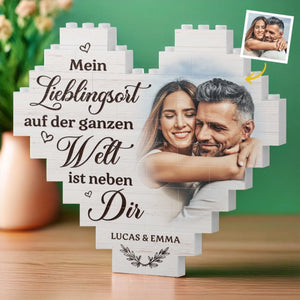 Personalisierte Herzform Bausteine – Individuelle Jahrestags- Und Hochzeitsgeschenke Für Ehemann Und Ehefrau, Ihn Und Sie – Mein Lieblingsort Auf Der Ganzen Welt Ist Neben Dir