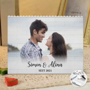 Personalisierte horizontales rechteckiges Bausteine mit Foto – individuelle Jahrestags- und Hochzeitsgeschenke für Ehemann und Ehefrau, ihn und sie – Ewige Liebe
