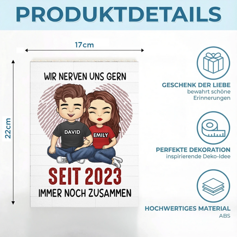 Personalisierte Vertikale Rechteckige Bausteine – Individuelle Jahrestags- Und Hochzeitsgeschenke Für Ehemann Und Ehefrau, Ihn Und Sie – Wir Nerven Uns Gern