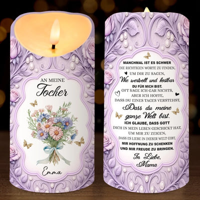 Personalisierte LED-Kerze – Geschenk für Tochter – Du Meine Ganze Welt Bist